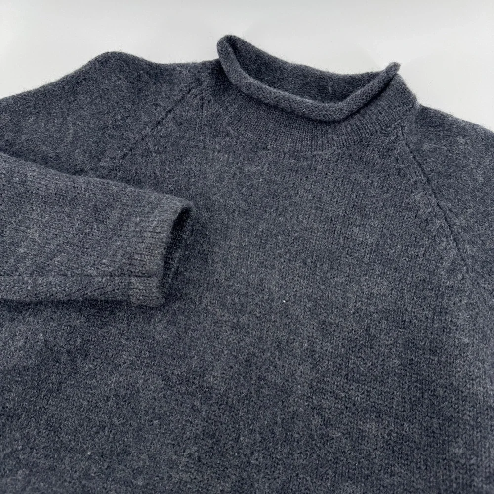 Gap Sweater Women S Gray 100% Wool Mock Neck Raglan Long Sleeve Knit